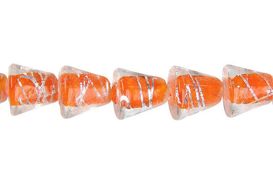 Lines Foil Glass Cone Beads, 16-Inch Strand, Beads for Jewelry Making