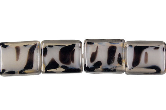 Lampwork Dalmatian Flat Rectangle Beads, 16-Inch Strand, Beads for Jewelry Making
