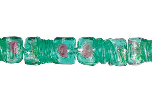 Art Foil Glass Twisted Rectangle Beads, 16-Inch Strand, Beads for Jewelry Making