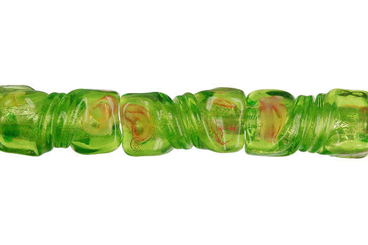 Art Foil Glass Twisted Rectangle Beads, 16-Inch Strand, Beads for Jewelry Making