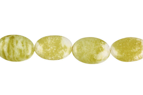 Lemon Jade Flat Oval Beads, 16-Inch Strand, Beads for Jewelry Making