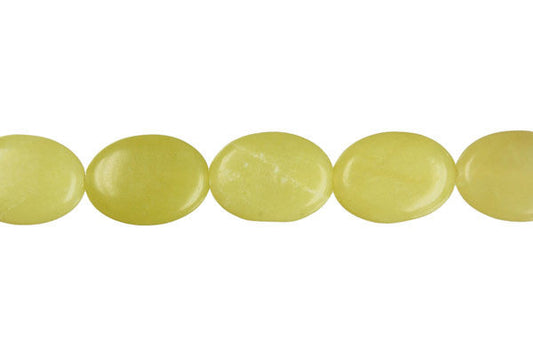 Lemon Jade Flat Oval Beads, 16-Inch Strand, Beads for Jewelry Making