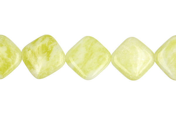 Lemon Jade Diamond Square Beads, 16-Inch Strand, Beads for Jewelry Making