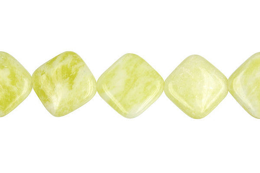 Lemon Jade Diamond Square Beads, 16-Inch Strand, Beads for Jewelry Making