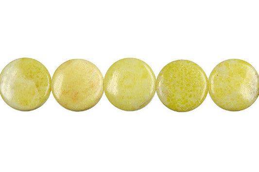 Lemon Jade Coin Beads, 16-Inch Strand, Beads for Jewelry Making