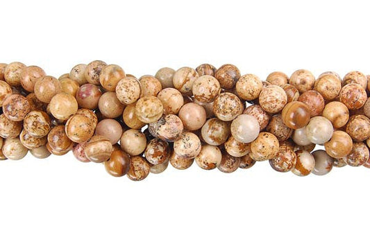 Picture Jasper Round Beads, 16-Inch Strand, Beads for Jewelry Making