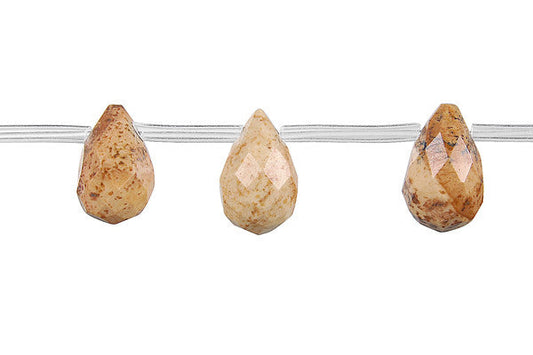 Picture Jasper Briolette Faceted Beads, 16-Inch Strand, Beads for Jewelry Making