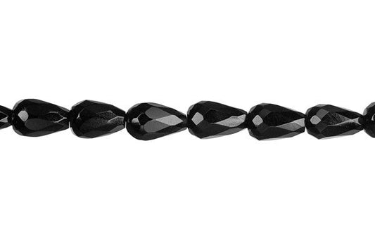 Black Onyx Briolette Faceted Beads, 16-Inch Strand, Beads for Jewelry Making