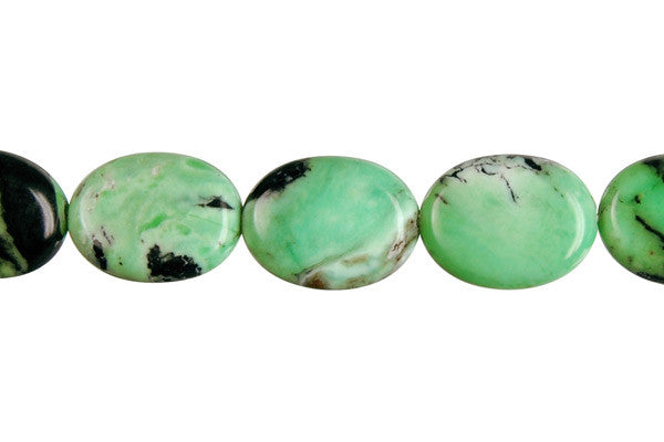 Grass Green Turquoise Flat Oval Beads, 16-Inch Strand, Beads for Jewelry Making