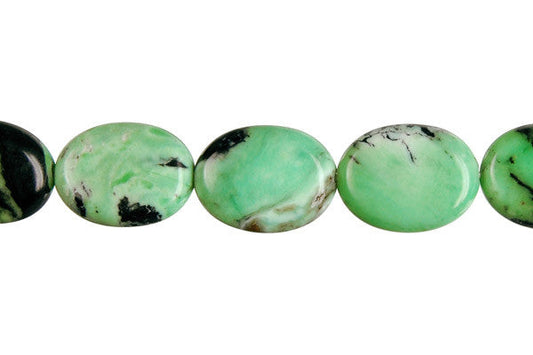 Grass Green Turquoise Flat Oval Beads, 16-Inch Strand, Beads for Jewelry Making