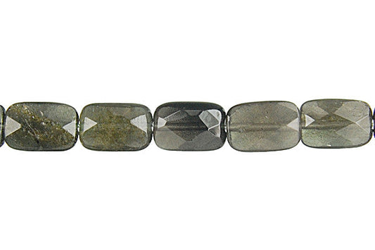 Tourmaline Cat's Eye Flat Rectangle Faceted Beads, 16-Inch Strand, Jewelry Making Supplies