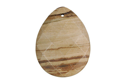 Silvermist Flat Briolette Faceted Pendant, 35x45mm, 1 Piece, Jewelry Making Supplies