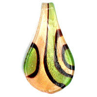Murano Foil Glass Smooth Leaf Pendant, 33x63mm, 1 Piece, Pendant for Jewelry Making