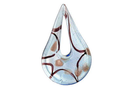 Pendant Murano Foil Glass Briolette Donut (09)