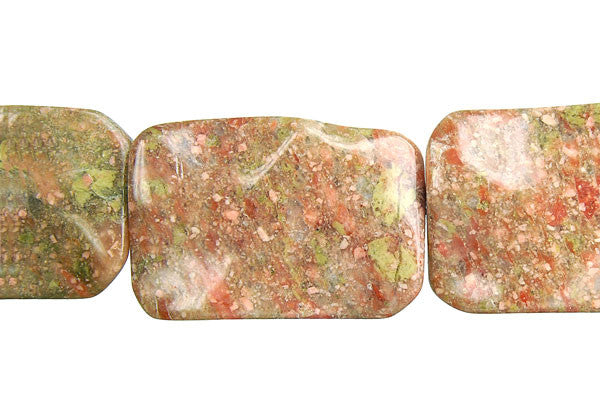 Unakite Wavy Rectangle Beads, 16-Inch Strand, Jewelry Making Supplies