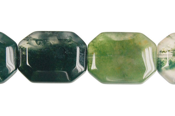 Moss Agate Rectangle Faceted Beads, 16-Inch Strand, Beads for Jewelry Making