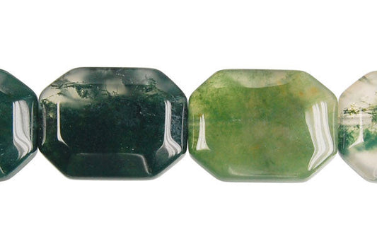 Moss Agate Rectangle Faceted Beads, 16-Inch Strand, Beads for Jewelry Making