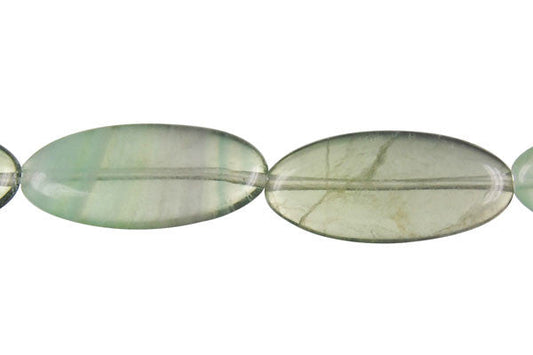 Fluorite Flat Oval Beads, 16-Inch Strand, Beads for Jewelry Making
