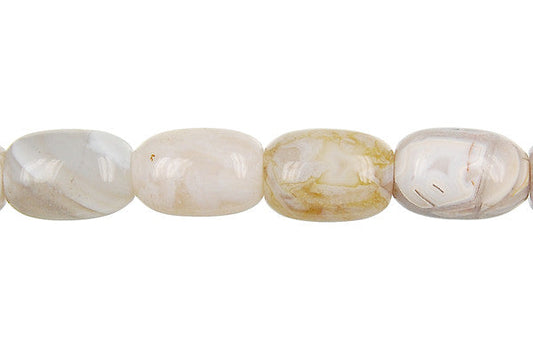 Bamboo Leaf Agate Drum Beads, 16-Inch Strand, Beads for Jewelry Making