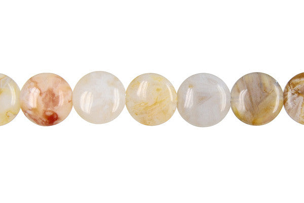 Bamboo Leaf Agate Beads - Coin - 14x14mm - 16-inch - unbranded beads for jewelry making