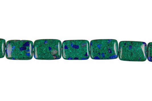 Azurite Malachite Flat Rectangle Beads, 16-Inch Strand, Beads for Jewelry Making