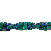 Azurite Malachite Cube Beads, 16-Inch Strand, Beads for Jewelry Making