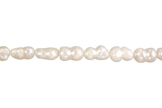 White Peanut Beads, 16-Inch Strand, Jewelry Making Supplies