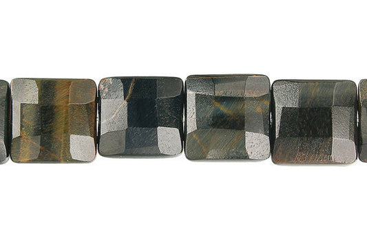 Blue Tiger Eye Square Faceted Beads, 16-Inch Strand, Beads for Jewelry Making