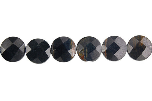 Blue Tiger Eye Faceted Coin Beads