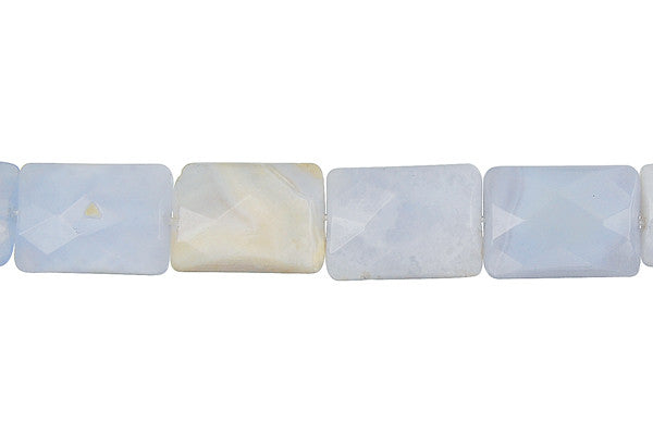 Blue Chalcedony Rectangle Faceted Beads, 16-Inch Strand, Beads for Jewelry Making