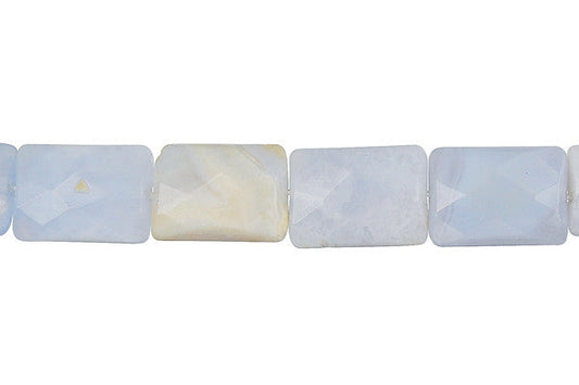 Blue Chalcedony Rectangle Faceted Beads, 16-Inch Strand, Beads for Jewelry Making