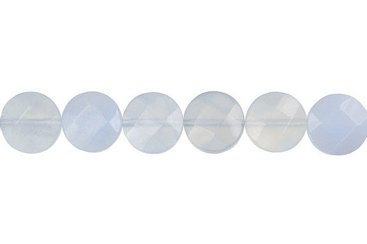 Blue Chalcedony Faceted Coin Beads