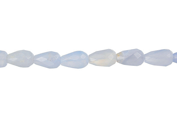 Blue Chalcedony Briolette Faceted Beads, 16-Inch Strand, Beads for Jewelry Making