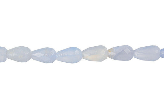 Blue Chalcedony Briolette Faceted Beads, 16-Inch Strand, Beads for Jewelry Making
