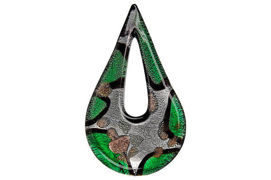 Murano Foil Glass Briolette Donut Pendant, 36x58mm, 1 Piece, Pendant for Jewelry Making