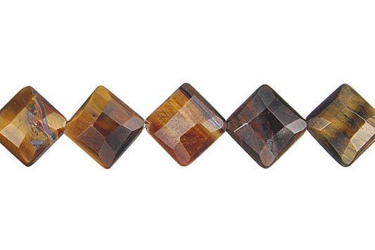 Tiger Eye Diamond Square Faceted Beads, 16-Inch Strand, Jewelry Making Supplies