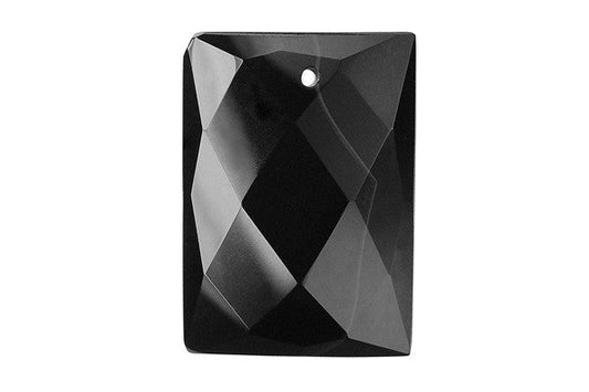 Black Onyx Rectangle Faceted Pendant, 28x40mm, 1 Piece, Pendant for Jewelry Making