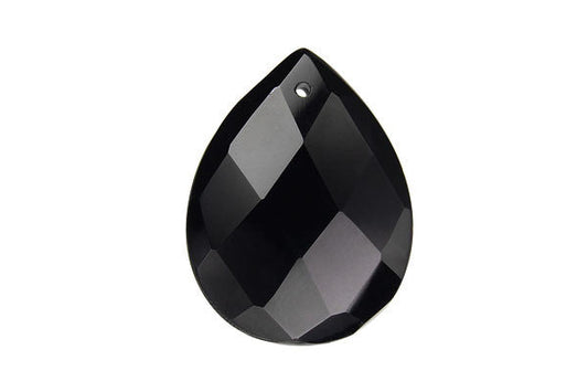 Black Onyx Flat Briolette Faceted Pendant, 30x40mm, 1 Piece, Pendant for Jewelry Making