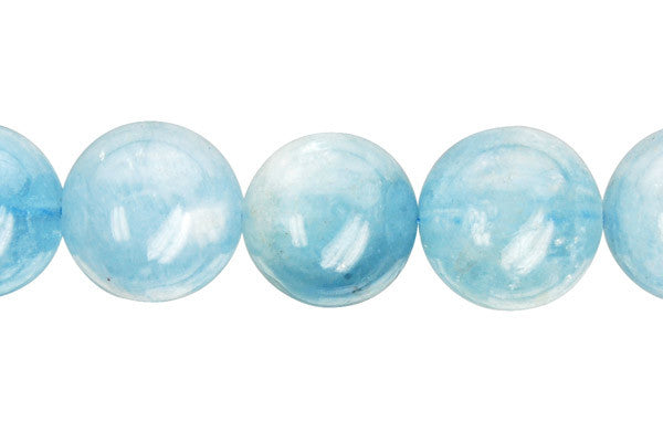 Aquamarine Beads - Round (A) - 14mm - 16-inch - unbranded beads for jewelry making