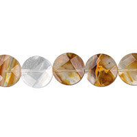 Tiger Quartz Glass Coin Faceted Beads, 16-Inch Strand, Jewelry Making Supplies