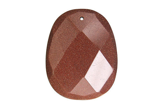 Gold Stone Pillow Faceted Pendant, 35x45mm, 1 Piece, Pendant for Jewelry Making