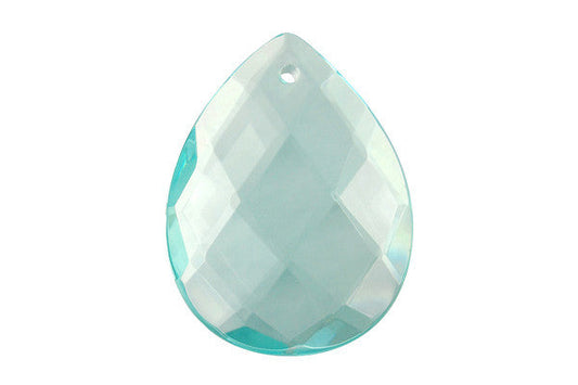 Aqua Quartz Flat Briolette Faceted Pendant, 30x40mm, 1 Piece, Pendant for Jewelry Making