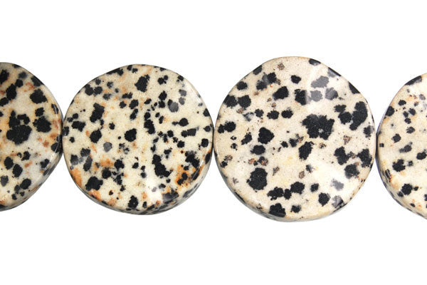 Dalmatian Jasper Wavy Coin Beads, 16-Inch Strand, Beads for Jewelry Making