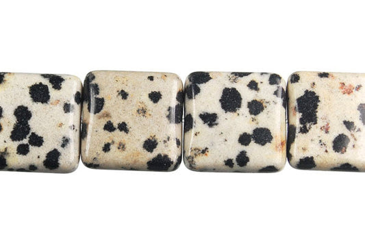 Dalmatian Jasper Flat Square Beads, 16-Inch Strand, Beads for Jewelry Making