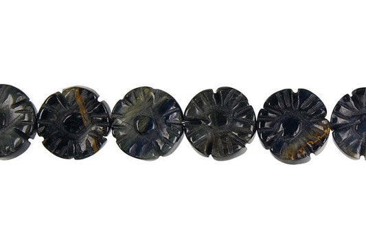 Blue Tiger Eye Carved Clubs Beads, 16-Inch Strand, Beads for Jewelry Making