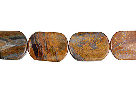 Tiger Iron Rectangle Flat Oval Beads, 16-Inch Strand, Jewelry Making Supplies