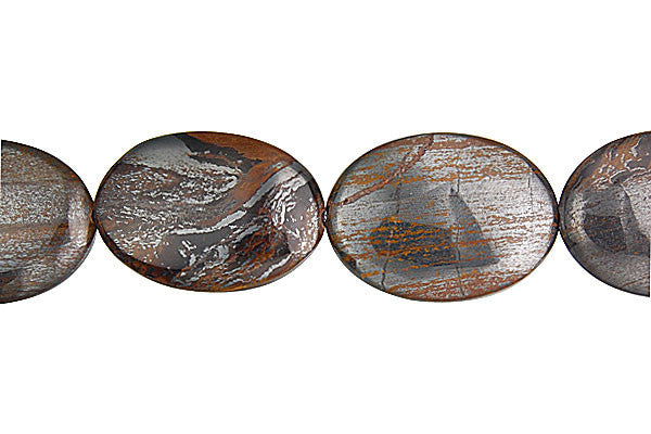 Tiger Iron Jasper Beads - Tiger Iron (AAA) Flat Oval - 18x25mm - 16-inch - unbranded beads for jewelry making