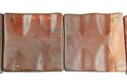 Leopard Skin Jasper Wavy Square Beads, 16-Inch Strand, Beads for Jewelry Making