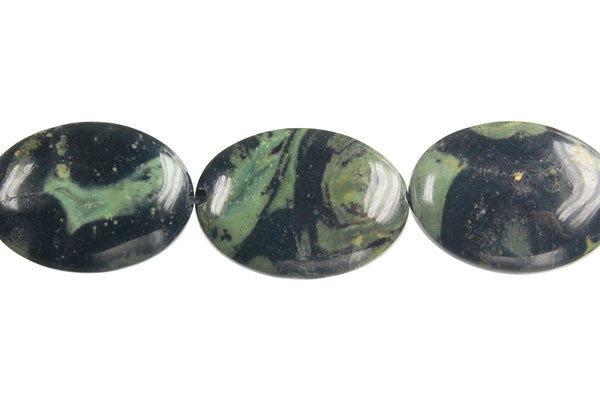 Kambaba Jasper Flat Oval Beads, 16-Inch Strand, Beads for Jewelry Making