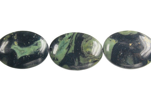Kambaba Jasper Flat Oval Beads, 16-Inch Strand, Beads for Jewelry Making